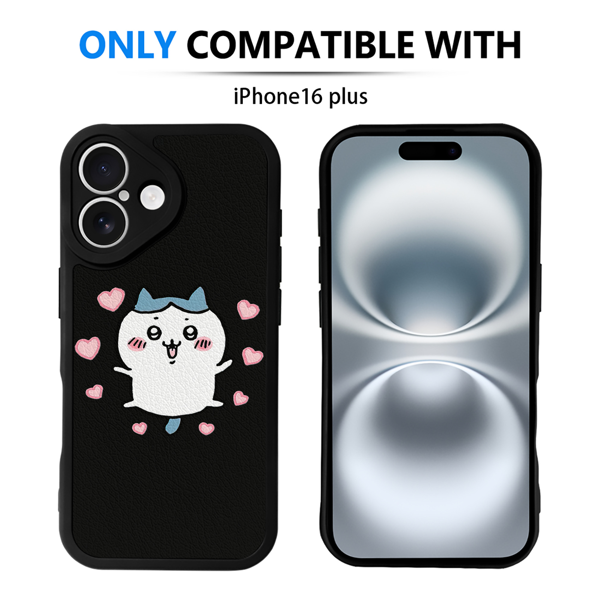 （画像用） ちいかわ ハチワレ Chii-kawa hachiware 【iPhone 16シリーズ対応】シリコンスマホケース（レザー調） 材質：シリコン